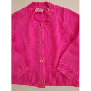 Baker by Ted Baker Kids Hot Pink Heart Textured Button Front Cardigan Sweater